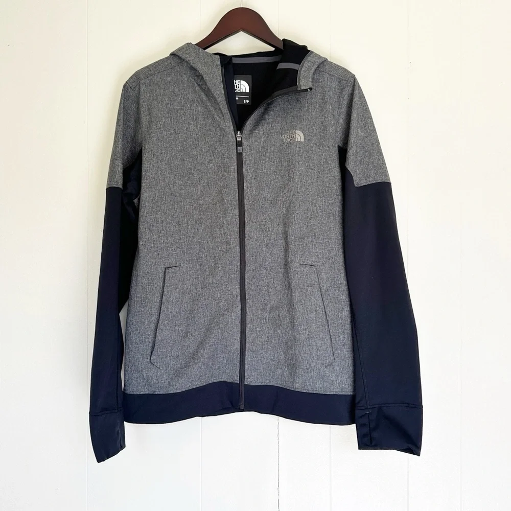 NORTH FACE Large Hooded Kilowatt Black Gray Lightweight Jacket Small